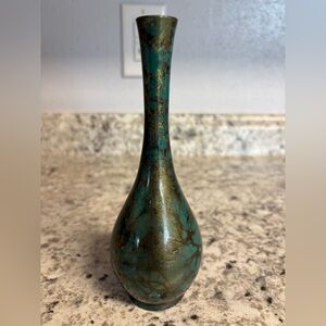 Vintage (Rare) Japanese Bronze Bud Vases Murashido Patina Japan Green/Gold.